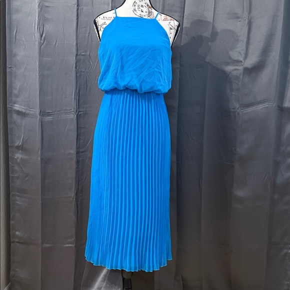 Sam Edelman Vibrant Blue Pleated Midi Dress - Picture 1 of 7